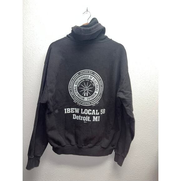 Vintage Local Union Detroit Hoodie No. 58 Ibew Local Michigan Full Zip Large - Picture 1 of 9